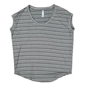 Athleta Cap Sleeve Stripped Tee Shirt Black and White Striped Size Extra Small